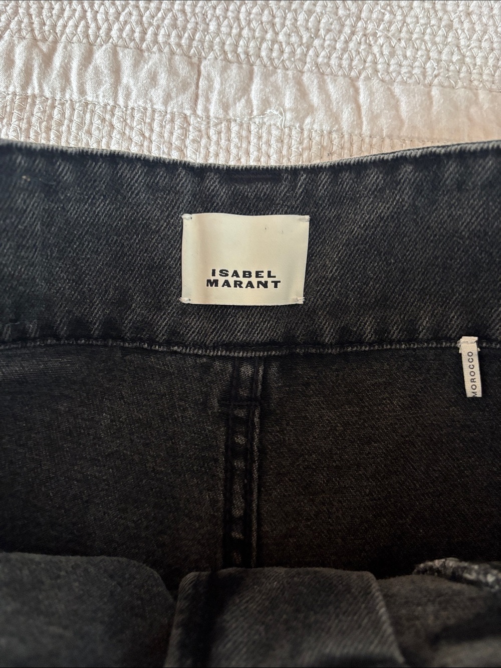 Isabel Marant Candice Quilted Front Pocket High-Waist Denim Shorts in Charcoal - Picture 4 of 8